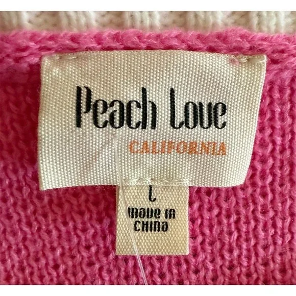 Peach Love Women's Pink Ski Pullover Sweater Size L Winter Casual color block‎ - Picture 8 of 10